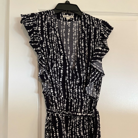 Whistles Wrap Dress Size 6 US Dark Navy and White - Picture 3 of 4